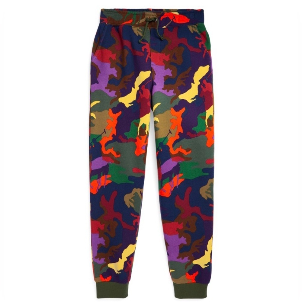 POLO BY RALPH LAUREN Sz 7 Colorful Kids Camo Joggers with Fleece Interior